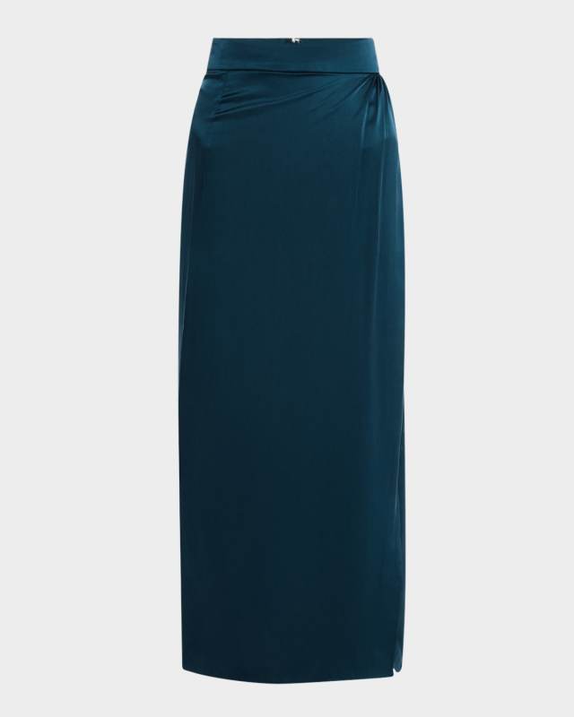 Faux Wrap Silk Skirt